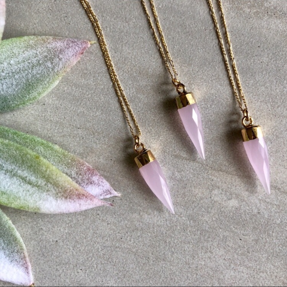 Dainty Rose Quartz Spike Choker - Picture 4 of 8